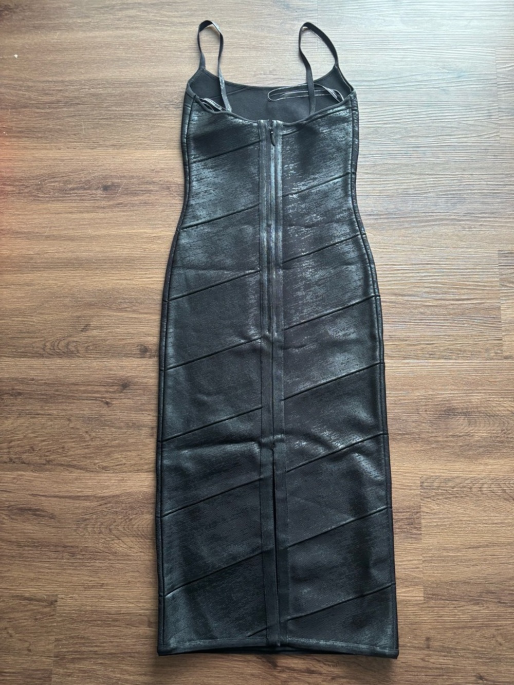 Herve Leger Black Foil Midi Dress - Picture 2 of 4